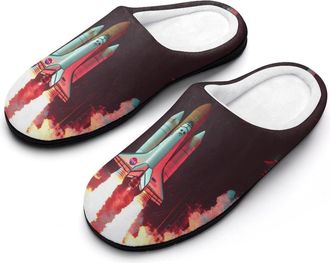 Generic Rocket Shuttle Cotton Slippers for Women Indoor Outdoor Slipper Slip-On Memory Foam Home Shoes