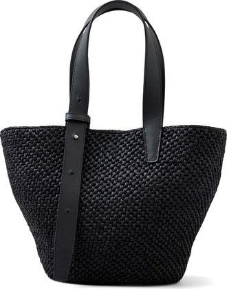 LI&Eacute; STUDIO The Small Bianca Woven Raffia Tote in Black at Nordstrom