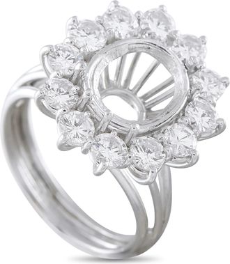 Luxury Bazaar Platinum 2.50ct Diamond Halo Mounting Ring MF15-082026
