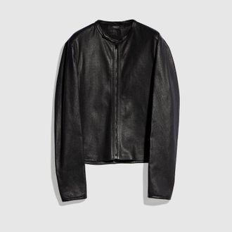 Gucci Perforated Stretch Leather Zip Jacket, Size 42 it, Black, Ready-to-wear