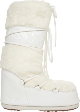 Moon Boot Faux Fur Ankle Boots With Lace-Up Design