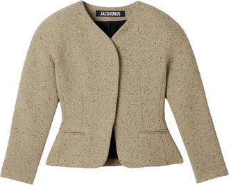 Jacquemus Jassen, Dames, Beige, XS, Katoen, Mini Ovalo Jas