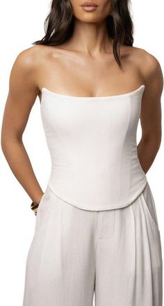 JLUXLABEL Fenix Reversible Linen Corset in White at Nordstrom, Size X-Large