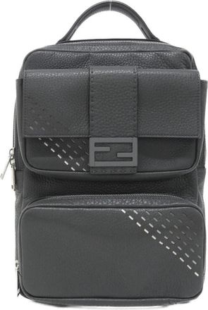 Fendi Selleria Silver Leather Backpack (Pre-Owned)