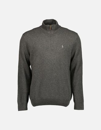 Ralph Lauren Mens Merino Wool Quarter Zip Jumper - Grey - Size: 38