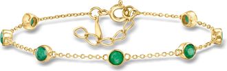 Ross-Simons Bezel-Set Emerald Station Bracelet in 18kt Gold Over Sterling