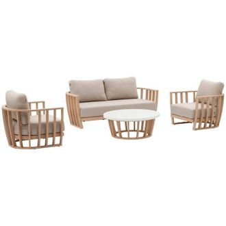 Hesperide Conjunto De Muebles De Jard&iacute;n Lemindo 5 Plazas De Poli&eacute;ster Y Eucalipto - Hesp&eacute;ride