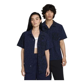 Nike Print Bowler Short Sleeve Button-Down Skate Shirt Asia Sizing Midnight Navy FN2596-410