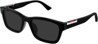 Gucci Rechthoekige Zonnebril - Heren - Zonnebrillen - Zwart - 55 MM - Nylon - Accessoires