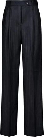 Ferragamo Broeken, Dames, Grijs, M, Wol, Pinstripe Wolbroek