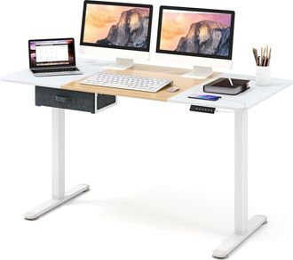 Costway 140 x 70cm Electric Standing Desk Sit to Stand Table Height Adjustable Computer Workstation