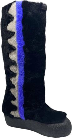 Bally Womens Chiora Fur Boots In Black/blue