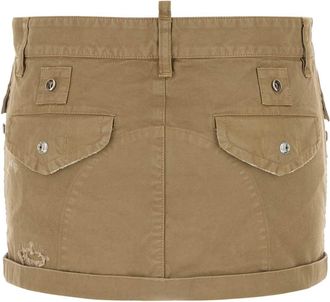 Dsquared2 Womens Khaki Canvas Mini Skirt - Brown Cotton - Size EU 36 (Womens)