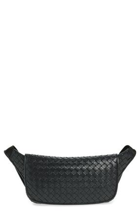 Bottega Veneta Veneto Intrecciato Leather Sling Bag in Black-Vintage Silver at Nordstrom