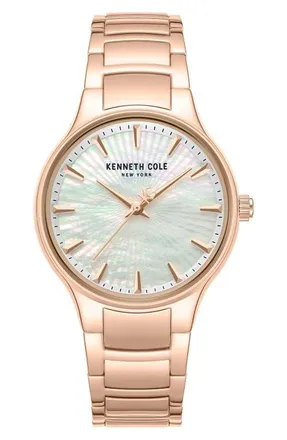 Kenneth Cole Mother-of-Pearl Dial Bracelet Watch, 34mm in Pink /Rose Gold at Nordstrom