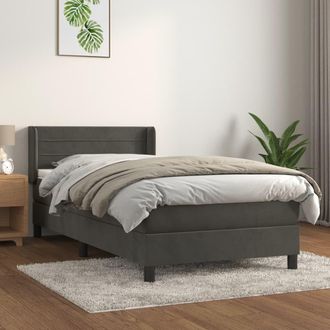 vidaXL Cama Box Spring Con Colch&oacute;n Terciopelo Gris Oscuro 80x200 Cm Vidaxl