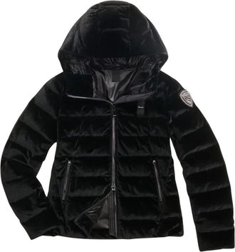 Blauer Velly Glanzfluweel Donsjack - Dames - Jassen - Zwart - Maat: M Leer