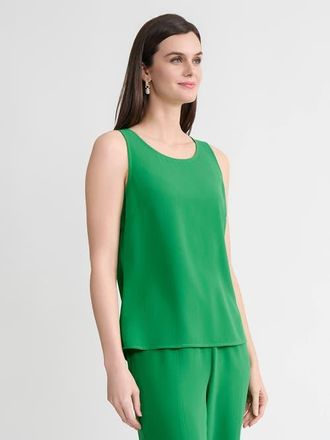 Misook Classic Crepe de Chine Tank Top in Clover Field at Nordstrom, Size Xx-Large