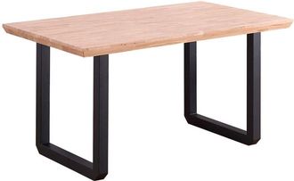 Skraut Home Skraut Home - Mesa roma. Tapa en madera de roble acabado en chaflán. Patas metálicas color negro. 150x90x77cm