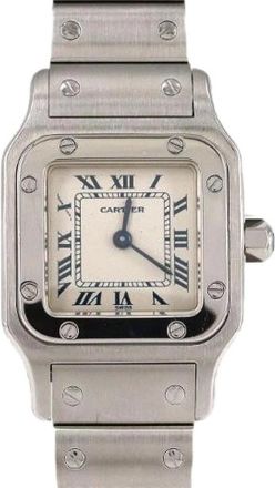Cartier Pre-owned Santos Galbee Stainless Steel Quartz - Dames - Vintage Horloges - Grijs - ONE Size - Vintage