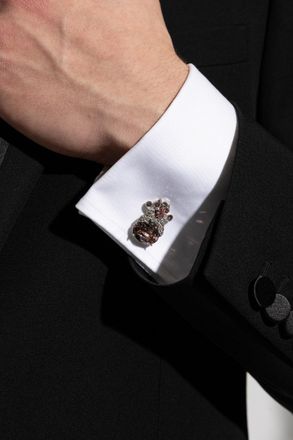 Dolce & Gabbana Cufflinks With Shimmering Crystals, Mens, Silver