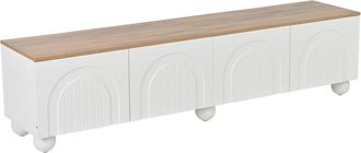 STILVORA Mueble Tv Con 4 Puertas Y 2 Compartimentos, Patas De Metal, Para Sal&oacute;n, En Mdf, Blanco Y Roble, 180&times;40&times;45 Cm
