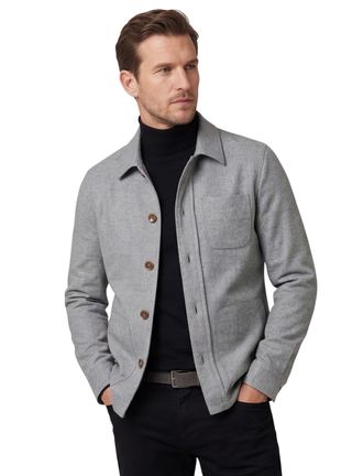 Carl Gross Carl Gross overshirt grijs effen normale fit wol stretch