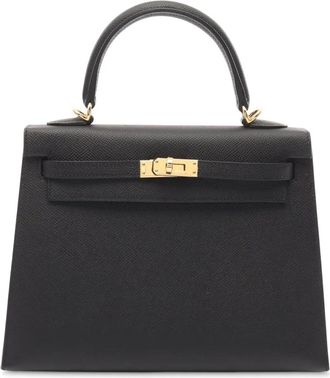 Herm&egrave;s Borsa a mano Kelly II Sellier 25 in pelle Epsom 2024 - Nero