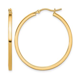 Diamond2Deal 10k Gold 2mm Square Tube Hoop Earrings