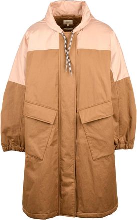 Bellerose Beige Quilted Removable Hood Acrylic-Blend Coat
