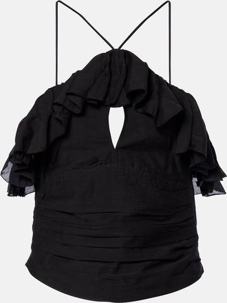 Isabel Marant Djimia halterneck cotton-blend voile top