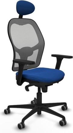 Piqueras y Crespo Piqueras Y Crespo - Jorquera Sincro Malla Gris Similpiel Azul Brazos 3d Base Nailon Cabecero Fijo Ruedas 65mm Engomada