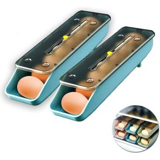 OEM Juego De 2 Hueveras Para El Frigor&iacute;fico, Recipientes Con Tapas Transparentes Y Almacenamiento Autom&aacute;tico - Crezuo