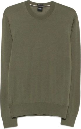 HUGO BOSS Leno Ronde Hals Trui - Heren - Ronde hals truien - Groen - XL - Wol - Truien & Vesten