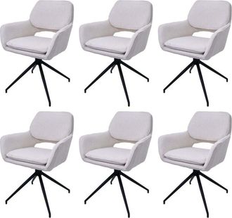 Hhg Nunca Usado] Juego De 6 Sillas De Comedor Hhg 638, Silla De Cocina, Giratoria Con Retorno Autom&aacute;tico, Tejido Boucl&eacute; (540 G/m&sup2;) Oeko-tex, Marr&oacute;n Claro