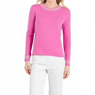 Peace of Cloth Sheer Stripe Long Sleeve Crew Top In Petal