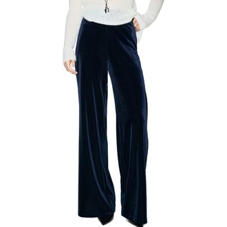 Mango Wide Leg Velvet Pants in Navy at Nordstrom Rack, Size Large
