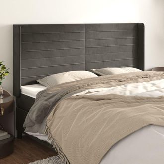 vidaXL Cabecero Con Orejas De Terciopelo Gris Oscuro 203x16x118/128 Cm Vidaxl