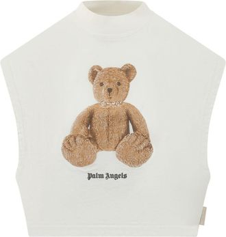 Palm Angels White Graphic Round Neck Top