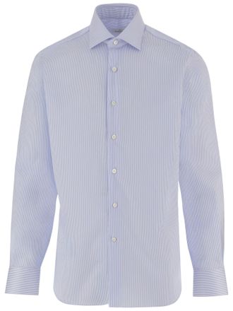 Alessandro Gherardi Light Blue Striped Cotton Shirt