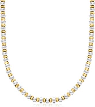 Ross-Simons Italian Sterling Silver and 22kt Gold Over Sterling Bead Necklace