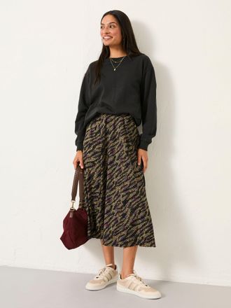 Fat Face FatFace Delith Black Sketchy Texture Midi Skirt