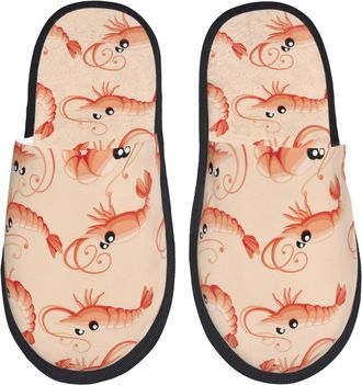 Generic Slipper Funny Shrimp Pattern Furry Hotel Slippers Lightweight Anti-Slide Slipper For Guest Room Travel Home L