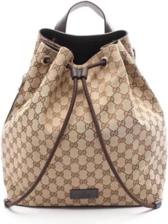 Gucci Pre-owned Backpacks, female, Beige, Size: ONE SIZE Pre-owned Canvas gucci-bags