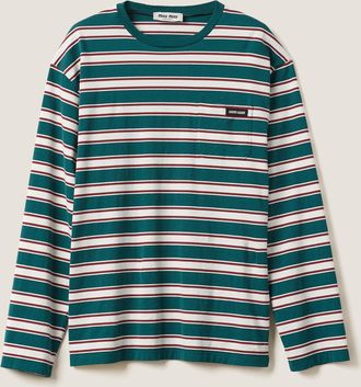 Miu Miu Long-sleeved cotton jersey T-shirt