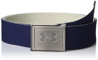 Under Armour Boys Webbing Belt, (410) Midnight Navy/Khaki Base/Silver, Standard Size