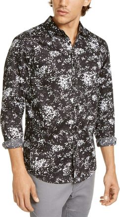 Inc International Concepts INC Mens Big & Tall Miguel Woven Printed Button-Down Shirt Black 3XB