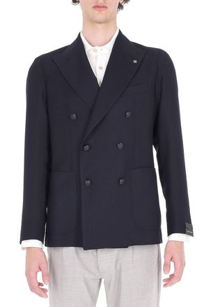 Tagliatore Montecarlo Herringbone Virgin Wool Double-Breasted Blazer