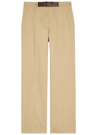 Tory Burch Belted Straight-leg Cotton-twill Trousers - Khaki - 10 (UK14 / L)
