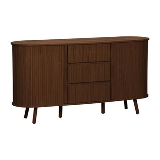 Sweeek Aparador con 2 puertas correderas escandinavo efecto madera ranurada